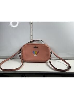 Coach X Snoopy Rainbow Pink Leather Crossbody Clutch COA